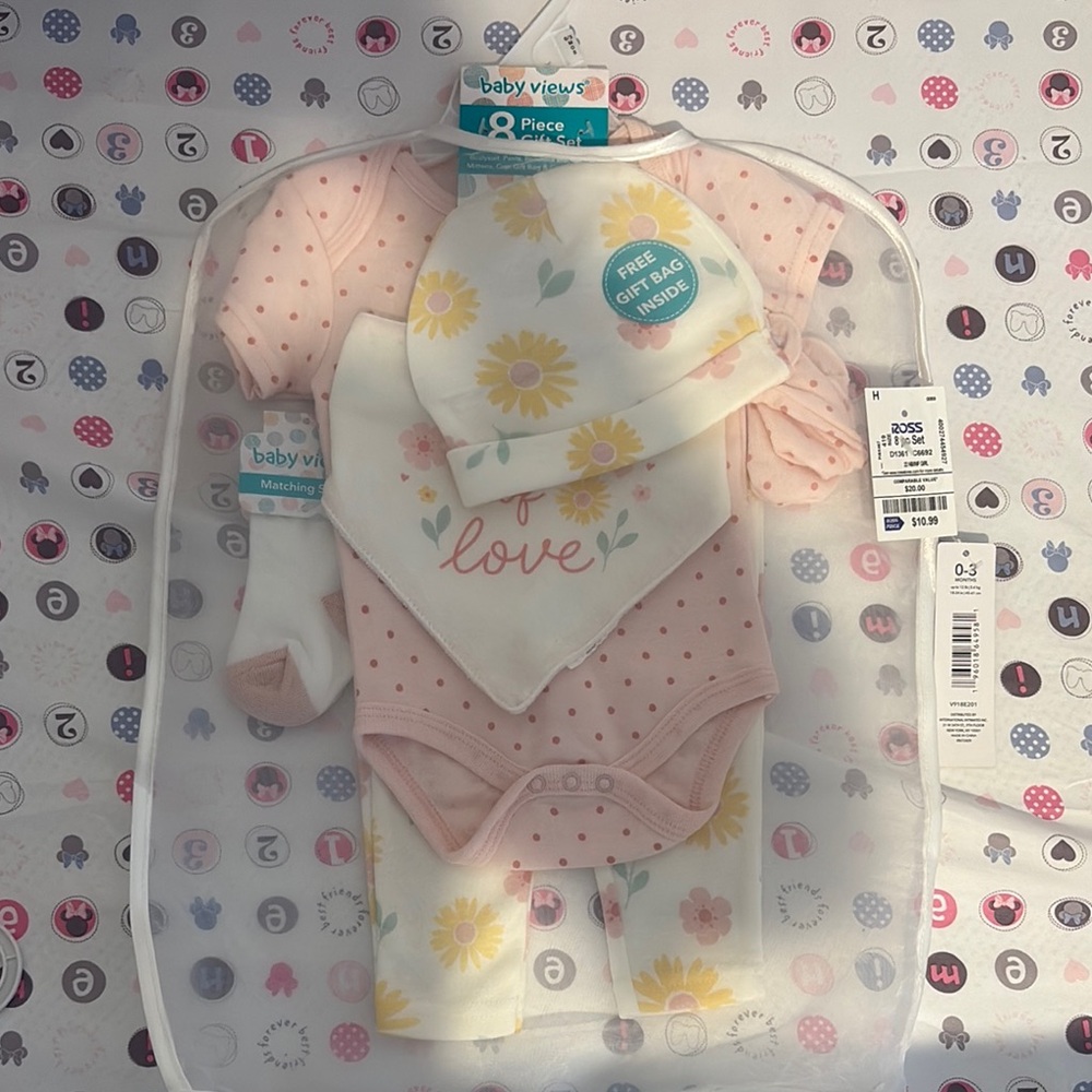 Baby View Pink and Yellow Floral Outfit Set